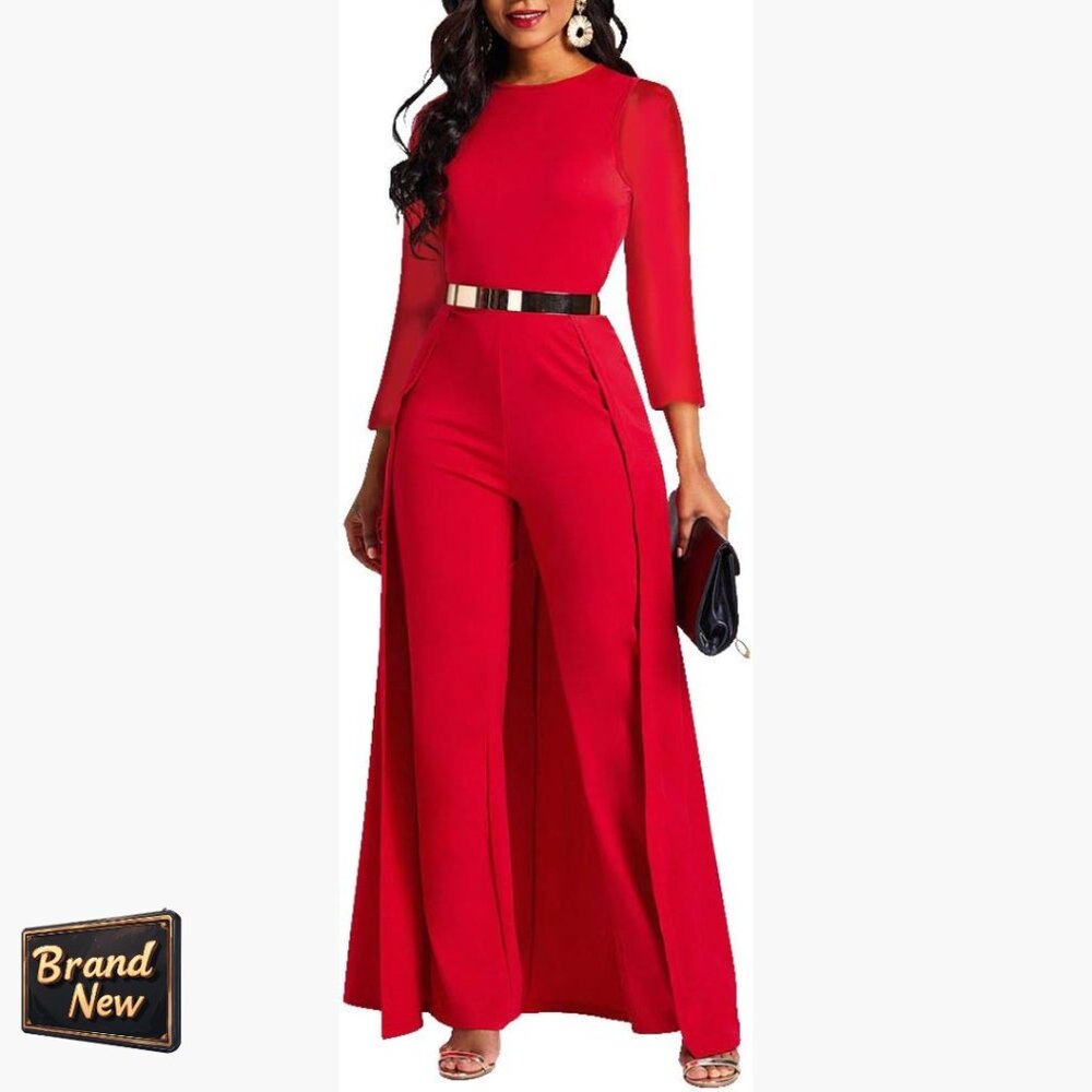 Patchwork Overlay Embellished High-Waist Jumpsuit… - image 1